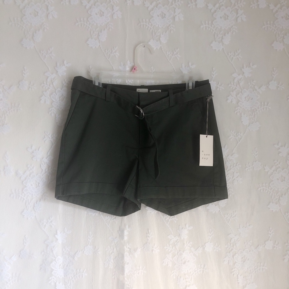 a .new day Olive Green Shorts with Belt